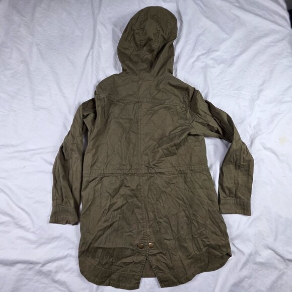 Be Cool Womens Size Large Green Hooded Military Style Jacket Cotton Lightweight - Picture 2 of 12